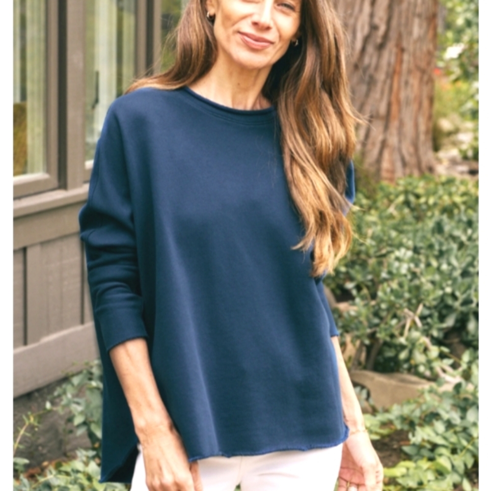 Frank & Eileen Anna Long Sleeve Capelet Triple Fleece Atlantic Blue L
